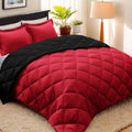 Hig 3Pc Red King Size Comforter Set -All Season Reversible Down Alternative Comforter With Two Shams -Quilted Duvet Insert With