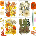 Resiners 100Pcs Dried Pressed Flowers For Resin Molds, Yellow Real Natural Dried Flowers Dry Leaves Kit For Scrapbook Supplies C