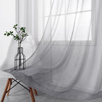 Koufall Silver Grommet Faux Linen Sheer Curtains 52X90 Inch Length