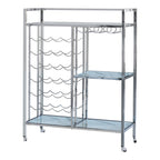 Coaster Furniture Modern Contemporary 3 Shelf Serving Bar Cart Trolley Carrara Marble Pattern Tempered Glass Caster Wheels Wine Bottle Stemware Rack Chrome 181370