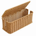 Ecomistiq Reinforced Rim Rectangular Storage Basket Woven Rattanstyle Sturdy Household Organizer, Double Opening | Bins & Baske