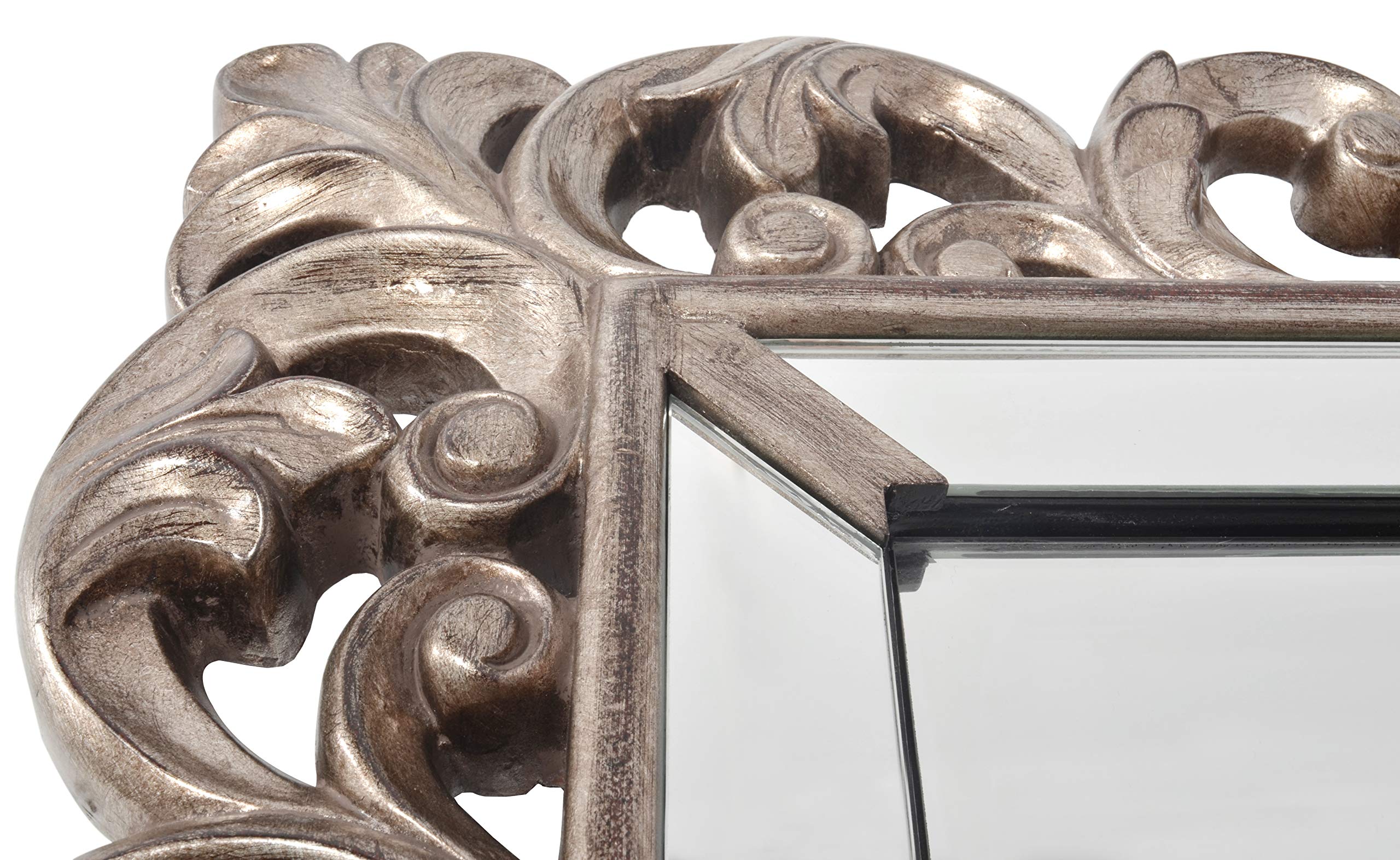 Timeless Reflections By Afd Home 11115145 Inlaid Mirror, Burnished Silver Finish