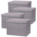 TENABORT 4 Pack Large Foldable Storage Box with Lids Fabric Storage Cube Organizer Cloth Containers Bins Baskets for Closet Clot