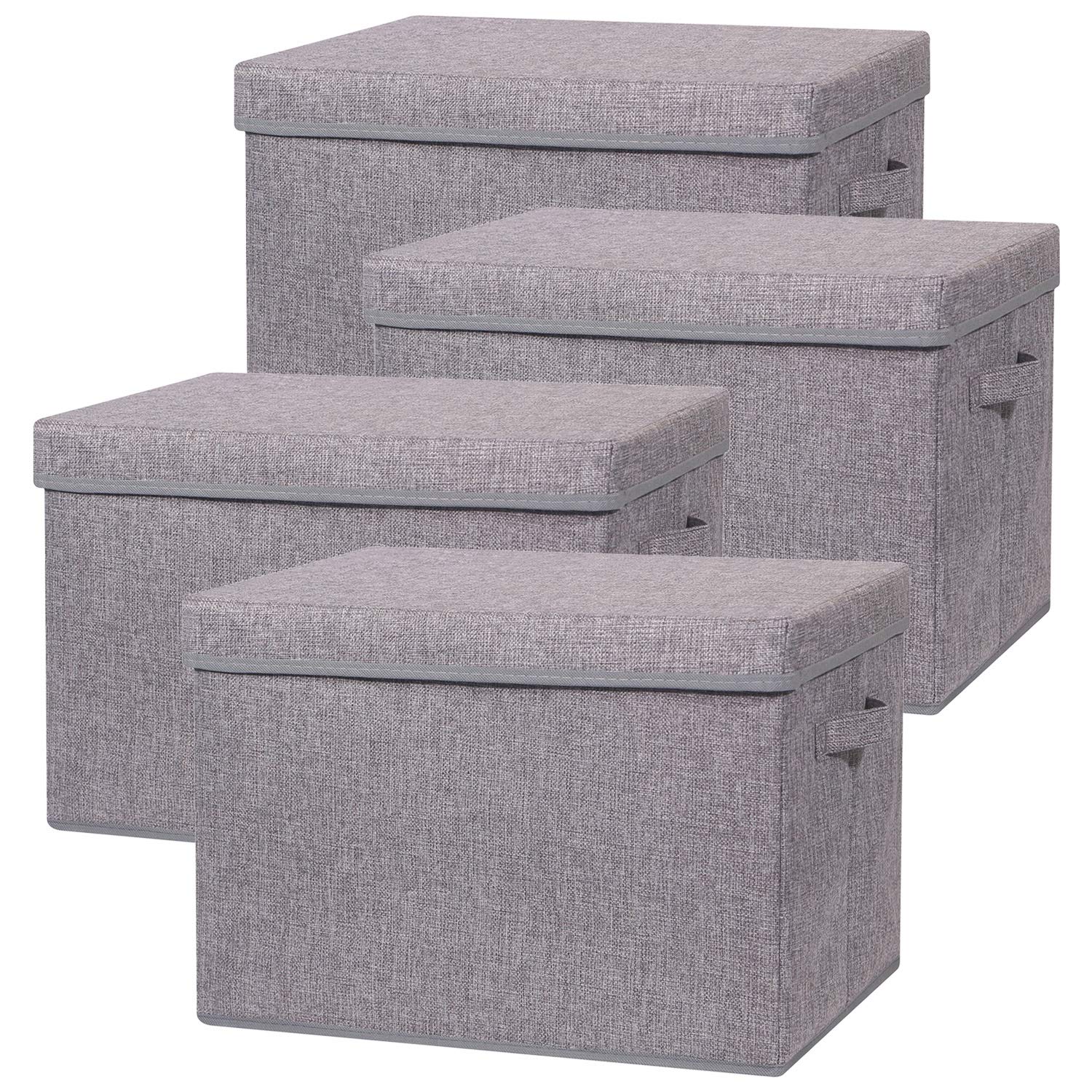 TENABORT 4 Pack Large Foldable Storage Box with Lids Fabric Storage Cube Organizer Cloth Containers Bins Baskets for Closet Clot