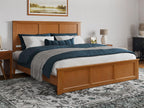 Afi, Charlotte King Solid Wood Low Profile Platform Bed With Matching Footboard, Light Toffee