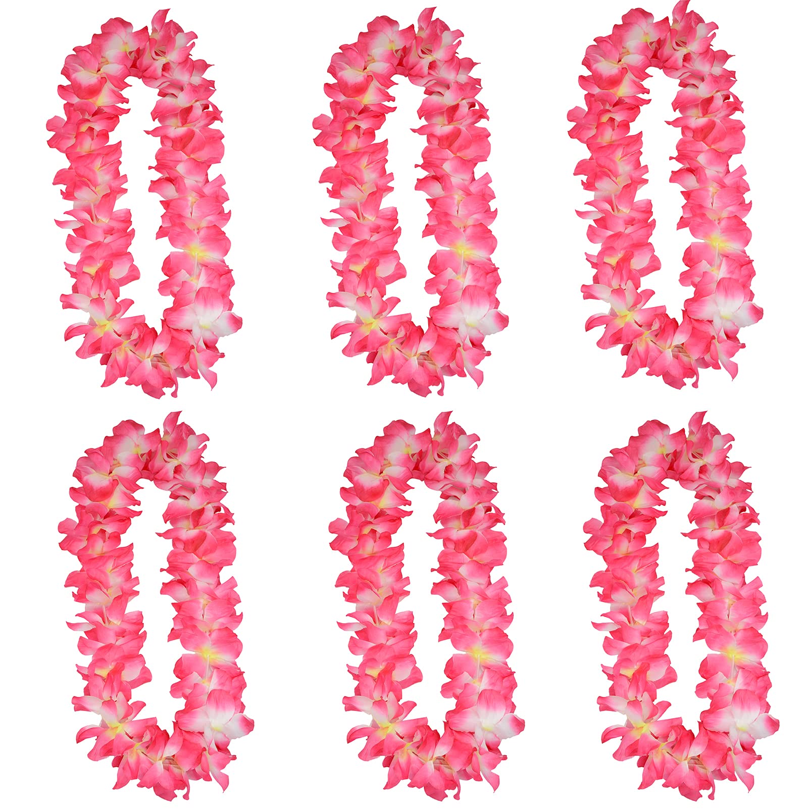 6 Pcs Thicken 41 Inch Pink Hawaiian Leis for Graduation Party, Dance Party, Photo Prop in Outdoors (6 Pcs)