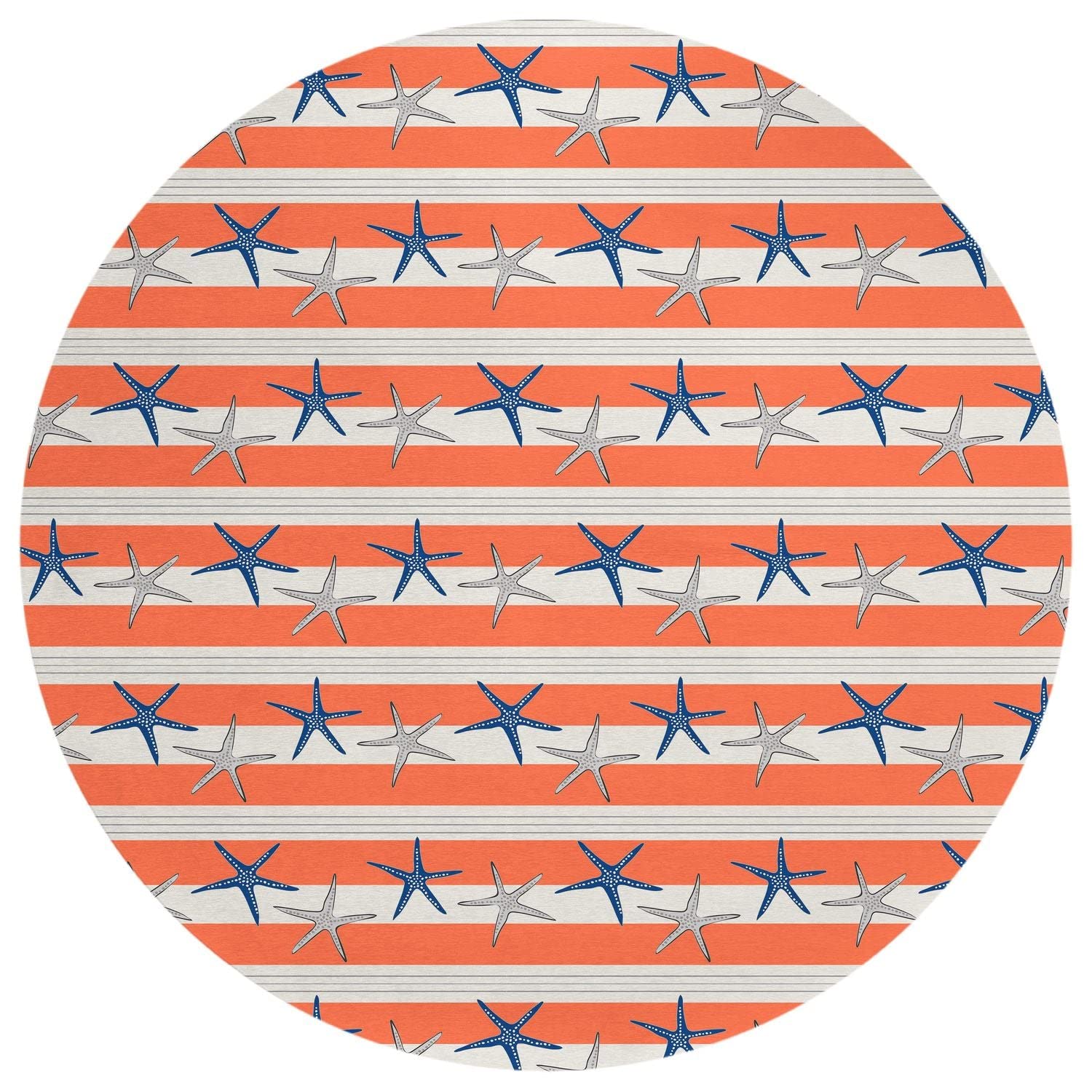 Seabreeze Sz12 Orange Coastal Rug Round 8' X 8'