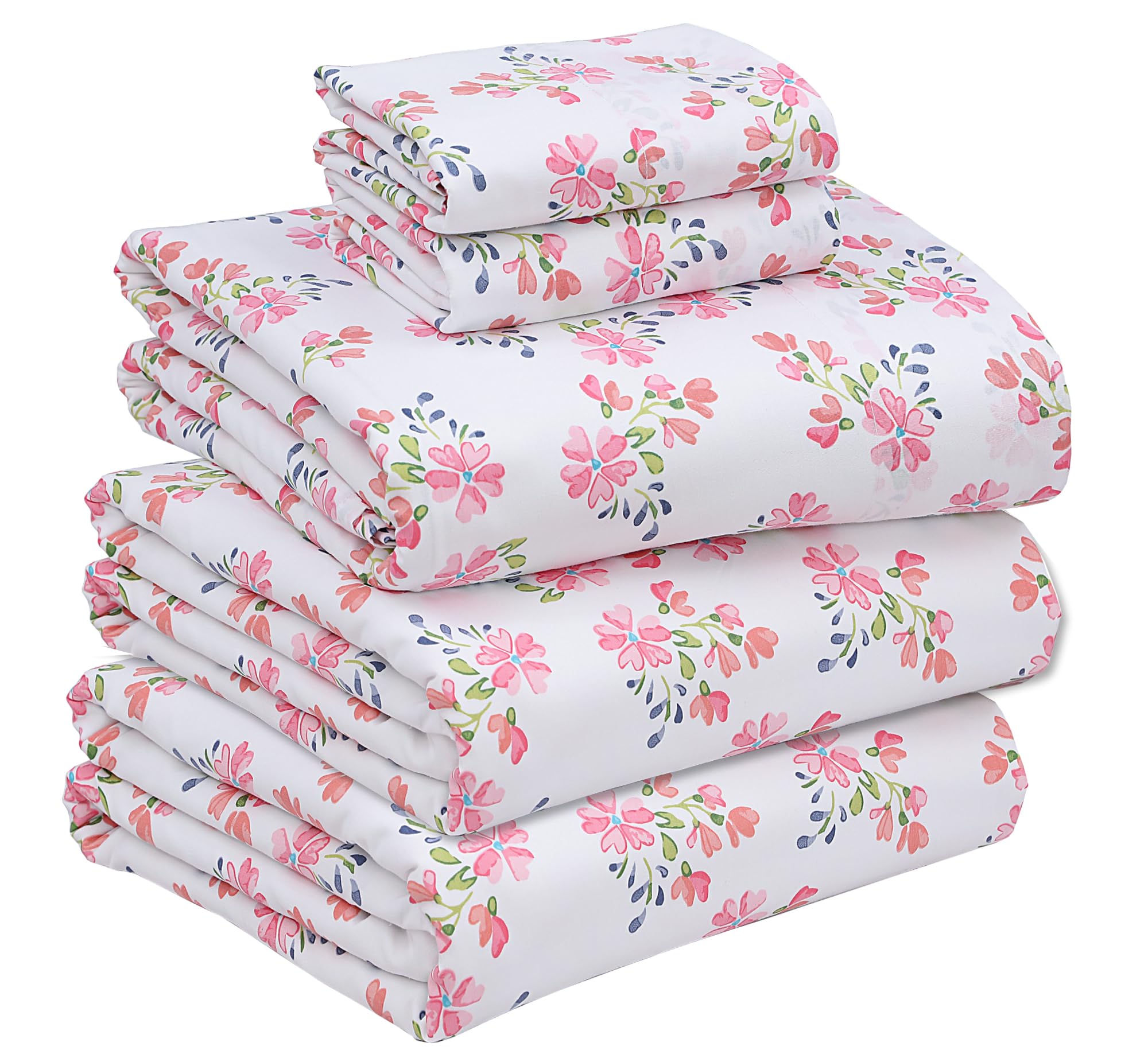 Ruvanti 100% Cotton Sheets - Crispy Cooling Percale Sheets For Split King Size Bed, Breathable & Durable Split King Sheet Set, 1