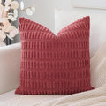 Otostar Corduroy Decorative Throw Pillow Covers 16X16 Inch Super Soft Boho Striped Square Pillow Covers Case Modern Cushion Covers For Sofa Couch Bedroom Car Decor Jam