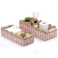 Set of 2 Paper Rope Scalloped Baskets with Wooden Handles
