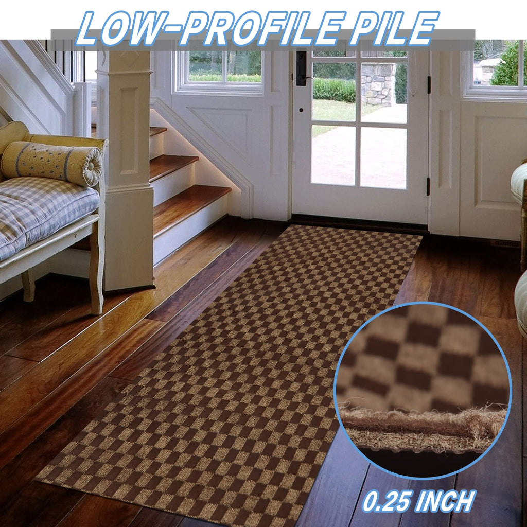 Freadem Runner Rugs 2' X 64' Indoor Outdoor Carpet Runner, Area Rugs With Anti-Slip Rubber Backing For Aisle Hallway Balcony Gar