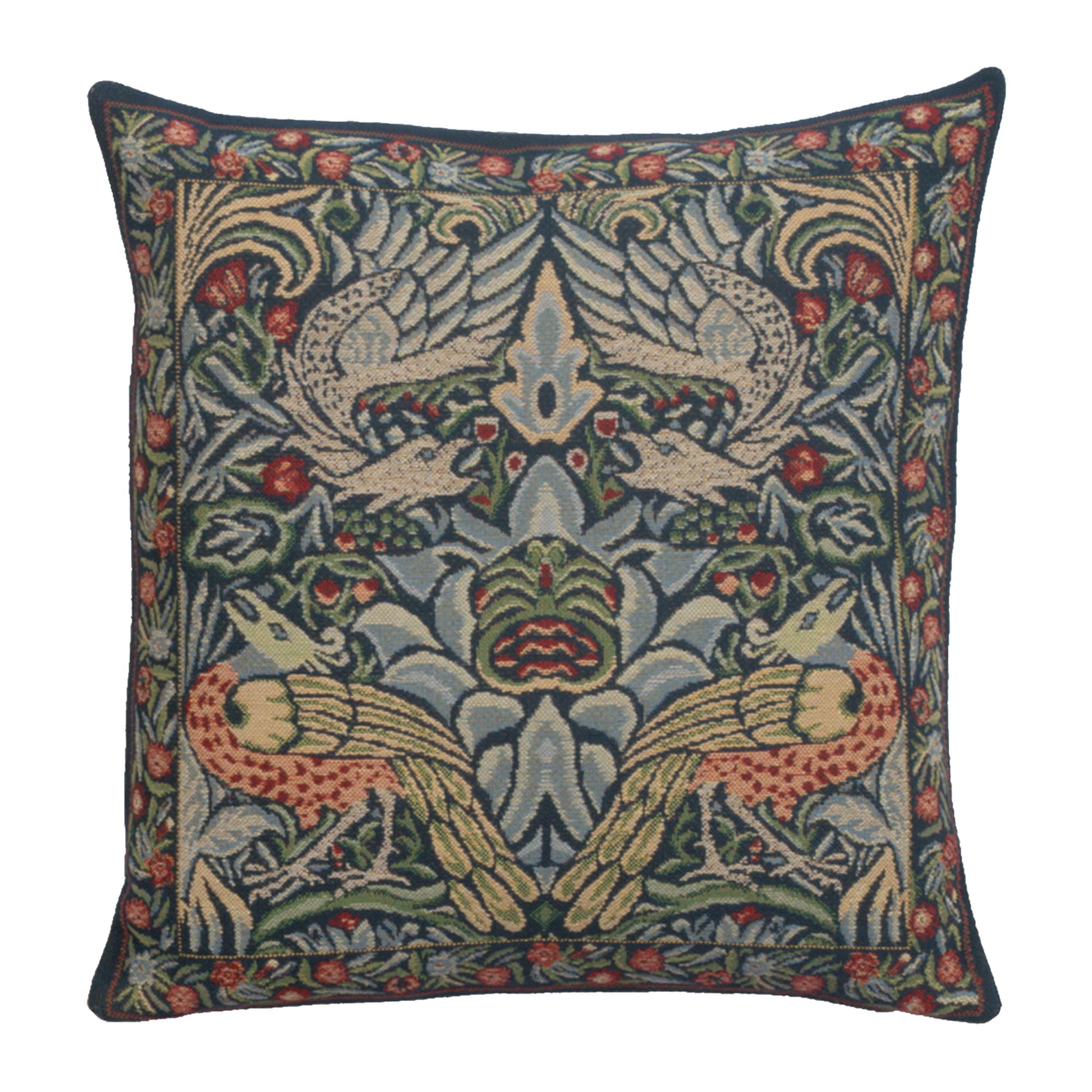 Charlotte Home Furnishings Inc. Peacock And Dragon Square Throw Pillow Cover - 16 X 16 Decorative Boho Cushion Case For European