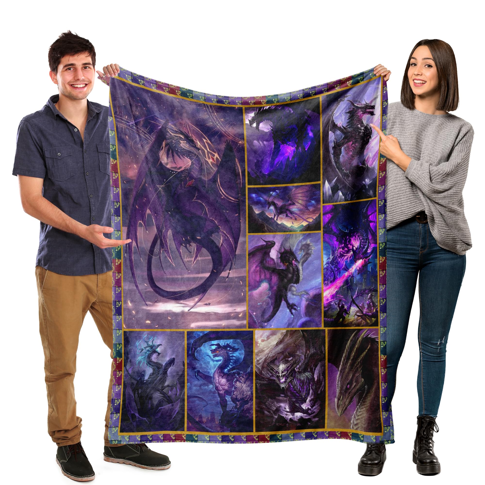 Dragon Gifts,Purple Dragon Throw Blanket For Men Women Kid, Ultra-Soft Flannel Blanket For Bed Couch Travel Outdoor Blankets,Dra