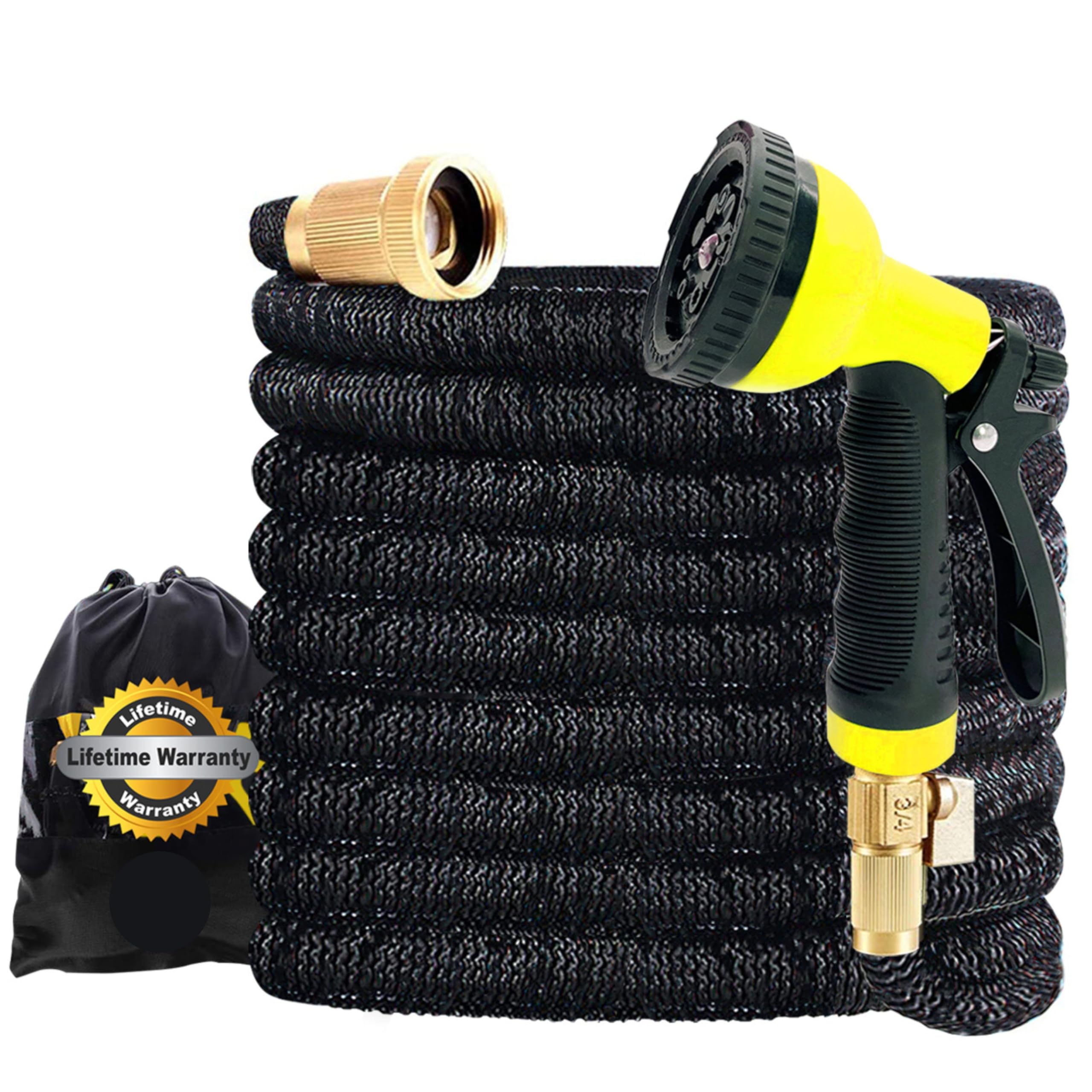 J&B Xpandahose 150Ft Expandable Garden Hose With Holder - Heavy Duty Superior Strength 3750D - 4 -Layer Latex Core - Extra Stron