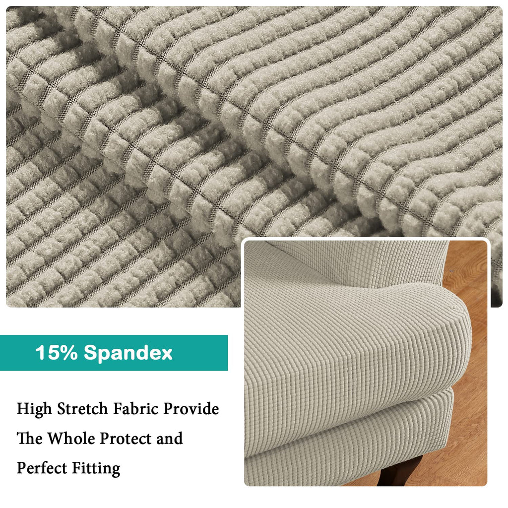 Turquoize Wingback Chair Covers 2 Piece Wing Chair Slipcover Stretch Slipcovers For Wingback Chairs Wing Chair Cover Spandex Jacquard Fabric With Elastic Bottom Non-Slip Furniture Cover, Island Fossi
