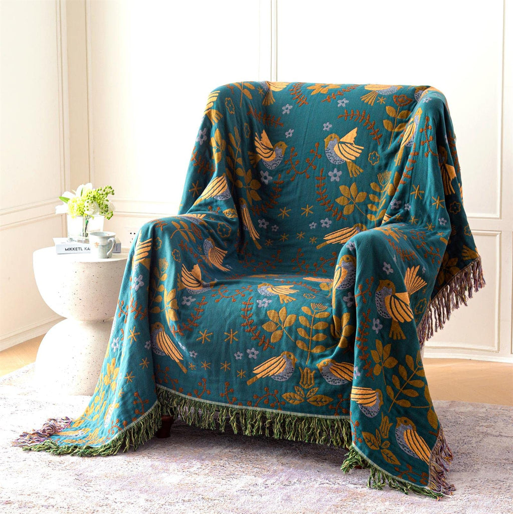 Msgkv Boho Throw Blanket 100% Cotton Blankets For Bed Couch 60'X80', Soft Fall Mexican Blanket Travel Boho Quilt Muslin Blanket