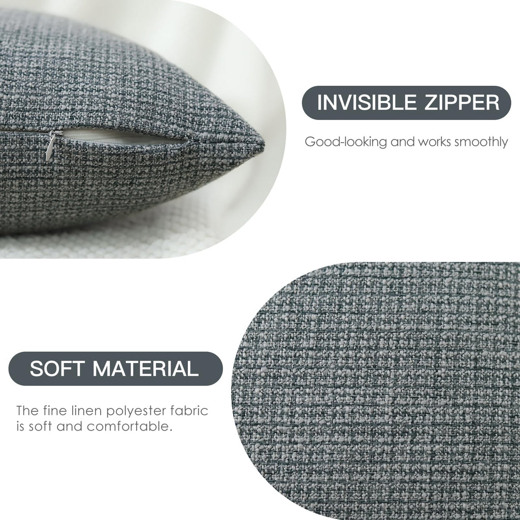 Otostar Pack Of 2 Throw Pillow Covers 20X20 Inch Linen Dark Grey Pillowcases Farmhouse Decorative Solid Pillow Covers 50X50 Cm S