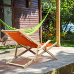 Casual Home Adjustable Sling Chair Natural Frame, Orange Canvas