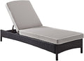 Crosley Furniture Palm Harbor Reclining Wicker Outdoor Chaise Lounge Chair for Patio, Deck, Poolside, Brown with Gray Cushions