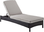 Crosley Furniture Palm Harbor Reclining Wicker Outdoor Chaise Lounge Chair for Patio, Deck, Poolside, Brown with Gray Cushions