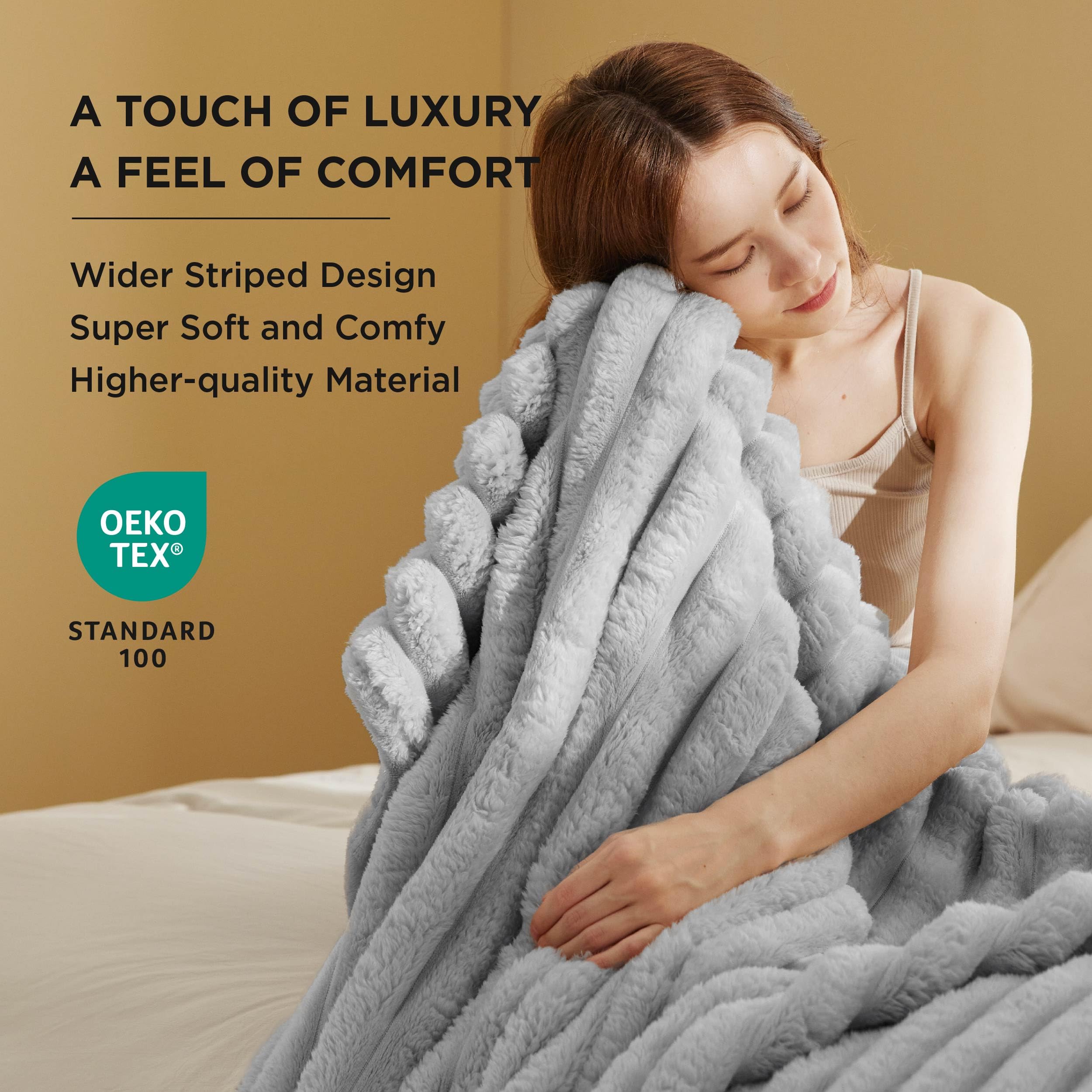 Bedsure Twin Blanket For Couch - Super Soft Cozy Blankets For Women, Cute Small Fleece Blanket For Girls, Light Grey,60X80 Inche
