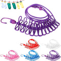Kitchen Craftopia Pack Of 2 Cloth Drying Rope With Hooks  Elastic Cloth Hanging Rope For Cloth Drying With 12 Clips Cloth Rope
