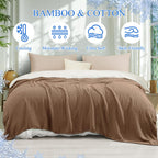 Phf Cooling Muslin King Blanket For Hot Sleepers, 60% Rayon Derived From Bamboo, 40% Cotton For Summer, 4-Layer Breathable Gauze