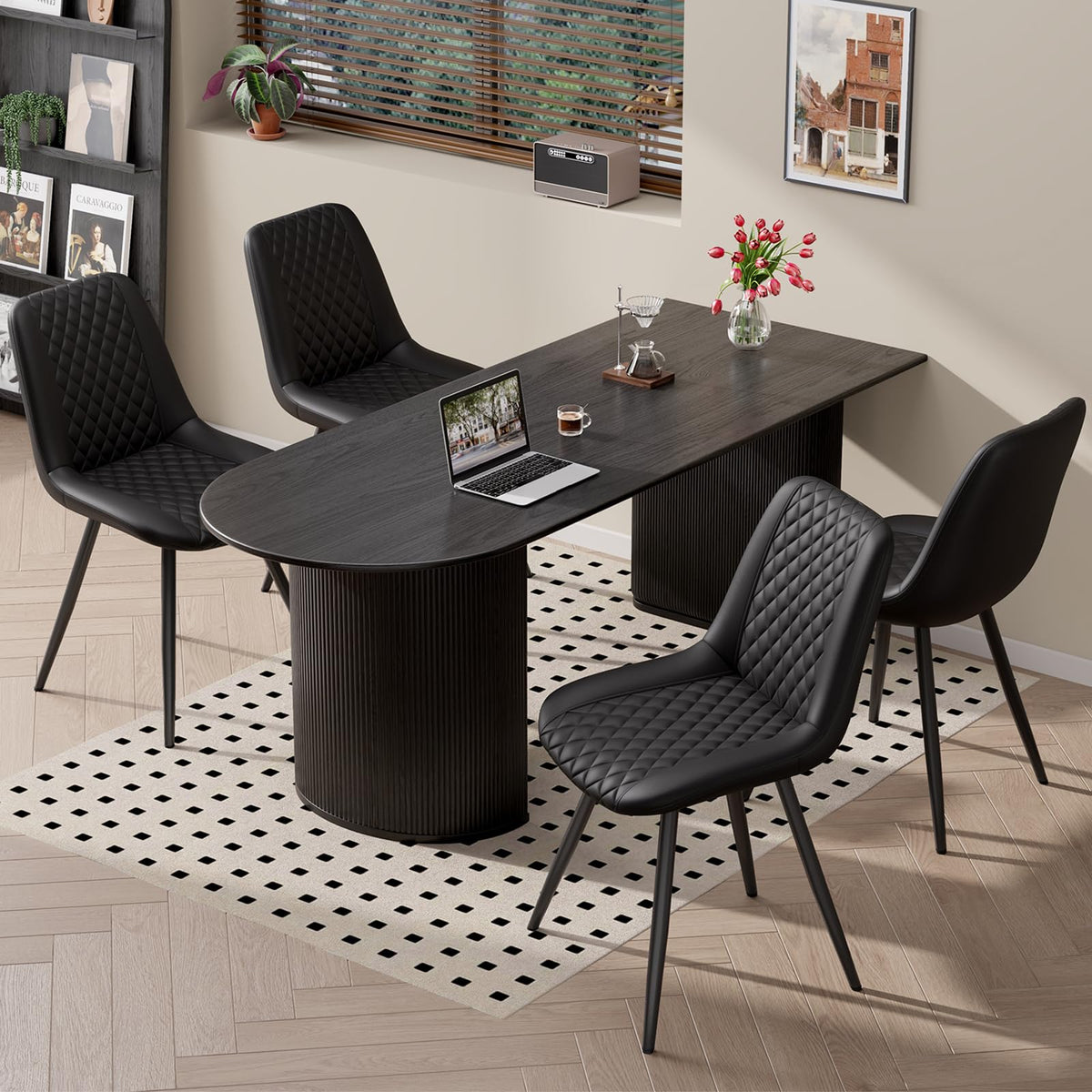 Aivermeil Modern Dining Chairs Set Of 4, Quality Faux Leather Upholstered Dining Chairs With Metal Legs, Dinner Chairs For Dinni