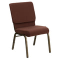 Flash Furniture HERCULES Series 18.5''W Stacking Church Chair in Brown Fabric - Gold Vein Frame