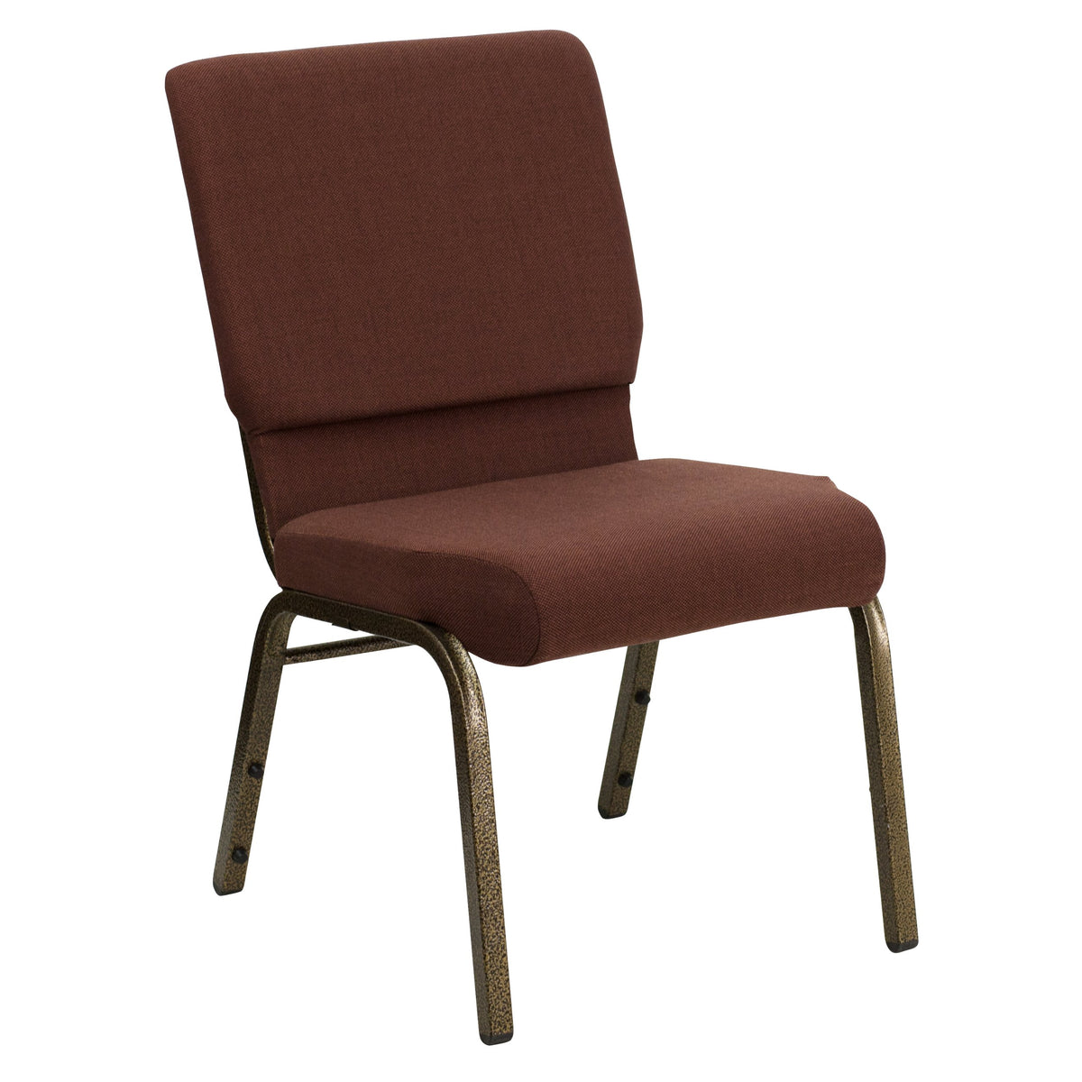 Flash Furniture HERCULES Series 18.5''W Stacking Church Chair in Brown Fabric - Gold Vein Frame