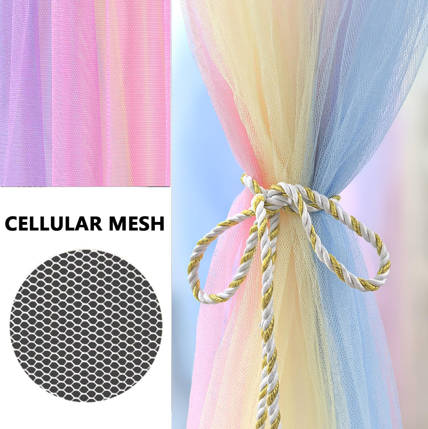 Curtains Bed Canopy Rainbow Mosquito Net For Bed Canopy Four Corner Post Elegant Mosquito Net Set, Stick Hook &Profession Rope F