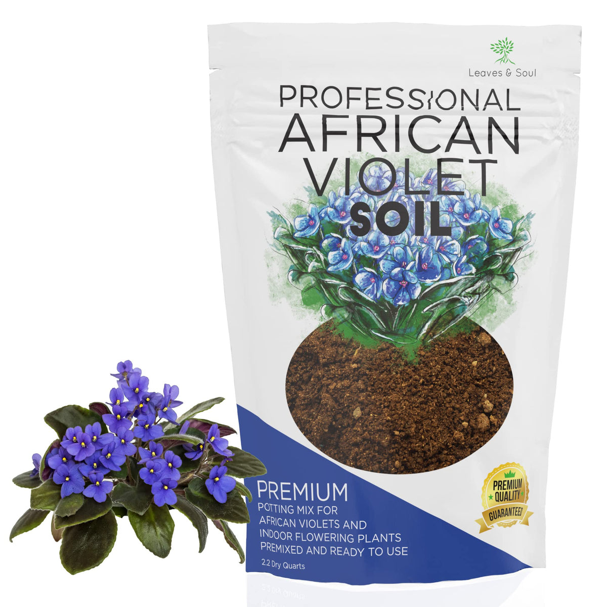 Professional African Violet Plant Soil  Premium All Purpose Blend  Large 2.2 Quarts  Ready To Use For Indoor Flowering Plants  P