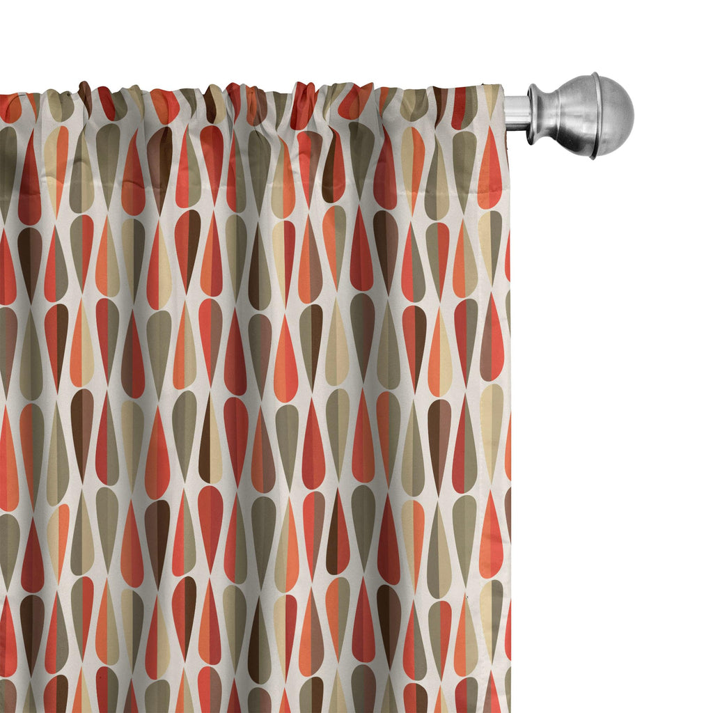 Ambesonne Retro Window Curtains Pack of 2, Sixties and Seventies Style Geometric Round Shaped Repeated Symmetric Design, Lightwe