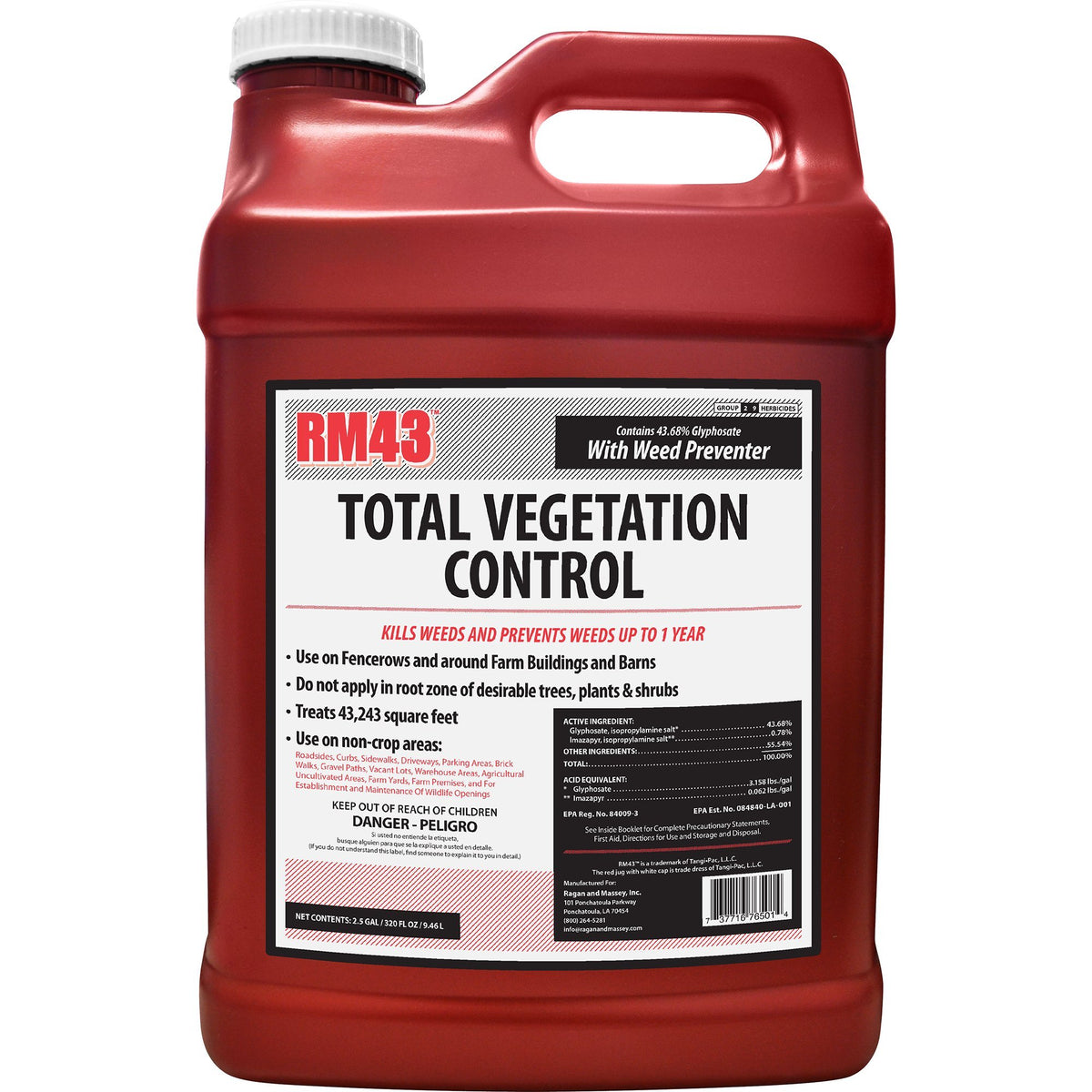 Rm43 43-Percent Glyphosate Plus Weed Preventer Total Vegetation Control, 2.5-Gallon