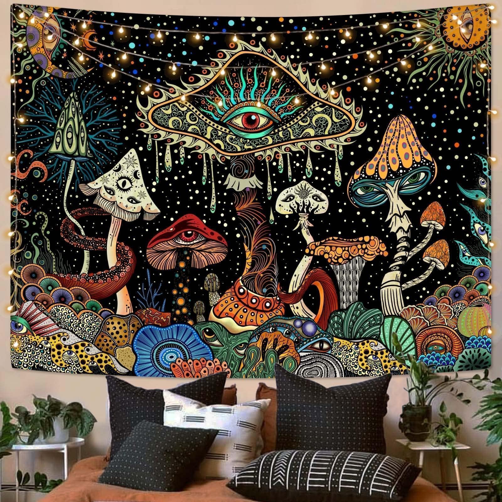Yeoiat Mushroom Tapestry Hippie Tapestry for Bedroom Cute Tapestries Aesthetic Wall Tapestry Hanging for Bedroom Dorm Living Roo