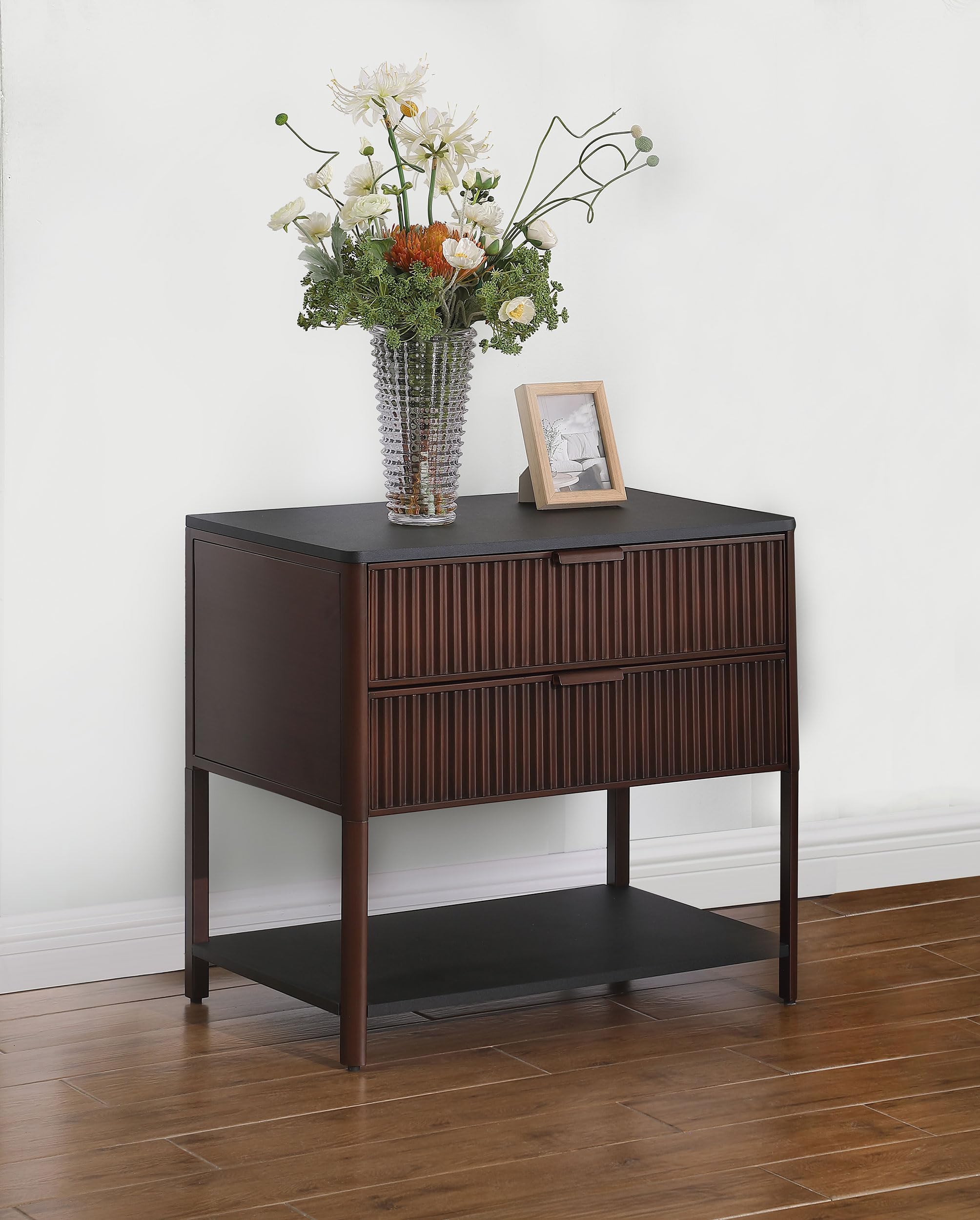 Coaster Home Furnishings Zimmerlee 2-Drawer Side Table with Shelf Rust Brown