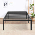 Olee Sleep 14 Inch Heavy Duty Steel Slat Anti-Slip Support Easy Assembly Mattress Foundation Bed Frame Maximum Storage Noise Free No Box Spring Needed, Black, Metal