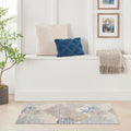 Nourison Pompeii Nature Ivory Grey Blue 2 x 3 Area Rug, Easy Clean, Non Shedding, Bed Room, Living Room, Dining Room, Kitchen 