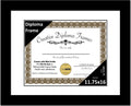 Creative Picture Frames 11.75x16 Classic Black Diploma Frame with White Mat Glass Easel and Installed Wall Hangers | Frame Holds