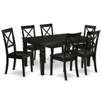 East West Furniture Webo7-Blk-W 7 Piece Room Set Consist Of A Rectangle Kitchen Table With Butterfly Leaf And 6 Dining Chairs, 42X60 Inch, Black