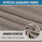 H.Versailtex Stretch 2 Piece T Cushion Sofa Slipcovers Individually Sofa Cushion Covers For 2 Cushion Couch Sofa Seat Cushion Covers With Elastic Bands Featuring Thicker Jacquard Fabric, Taupe