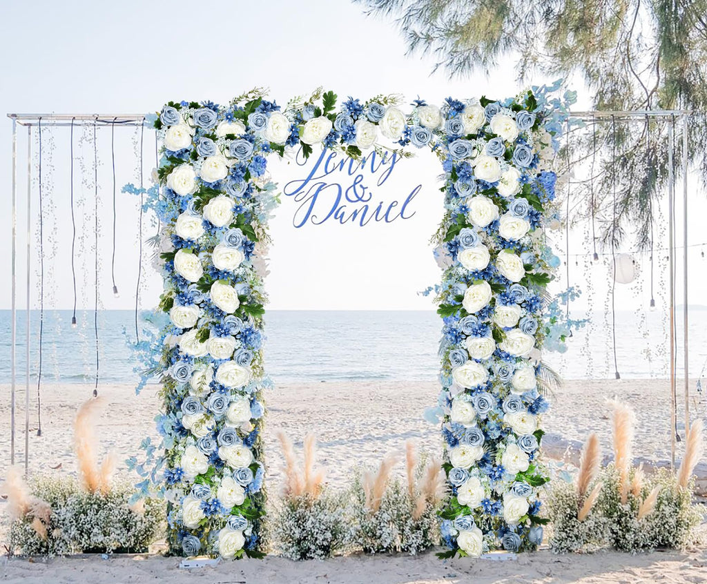 Dearhouse 2Pcs Artificial Peony Flower Garland - Silk Peony Garland With Purple White Flowers For Wedding Party Table Decoration