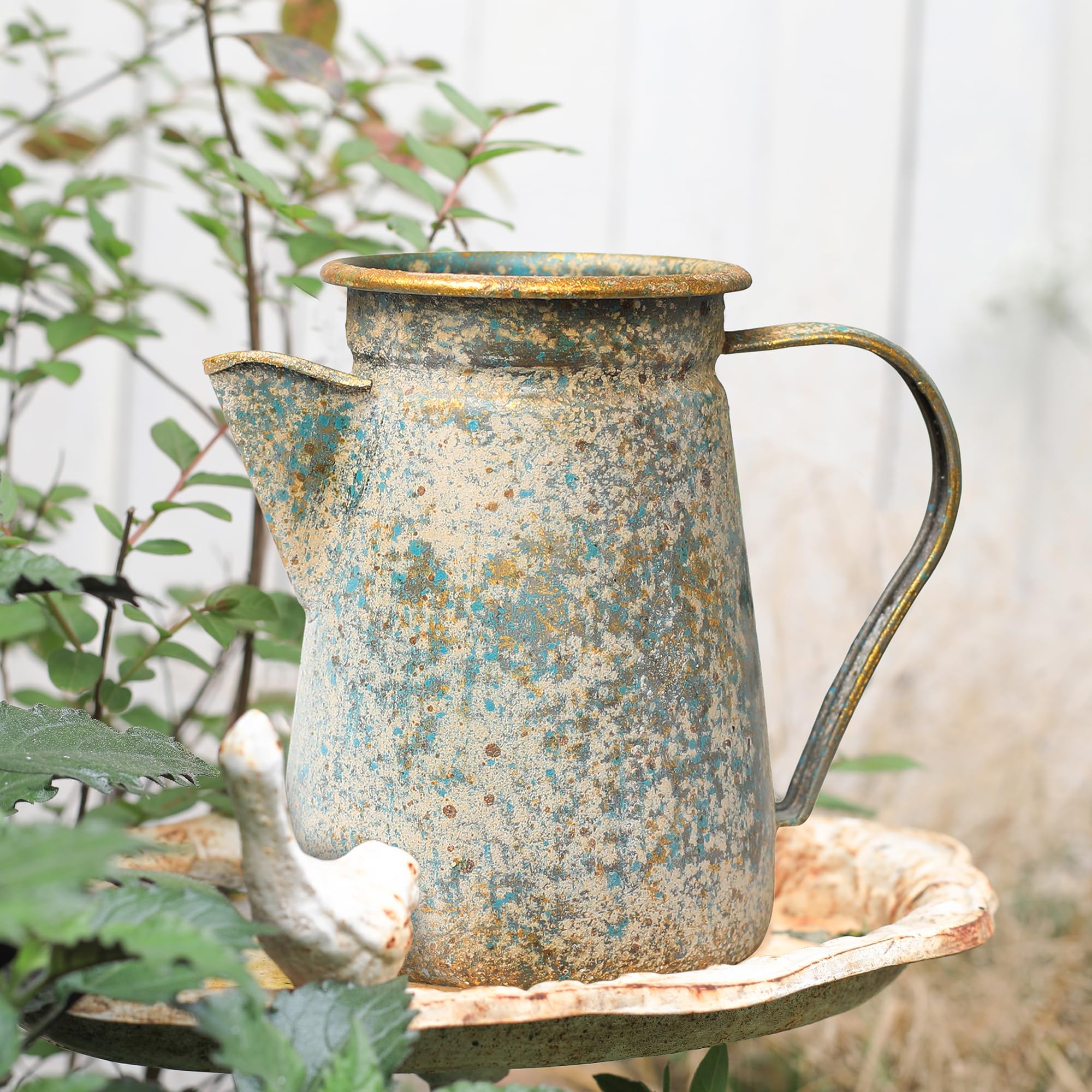 Z BellaDecor Vintage Metal Milk Jug Vase Flower Vase Small Vases for Flowers Vintage Vase Rustic Vase Pitcher Vase Farmhouse Vas