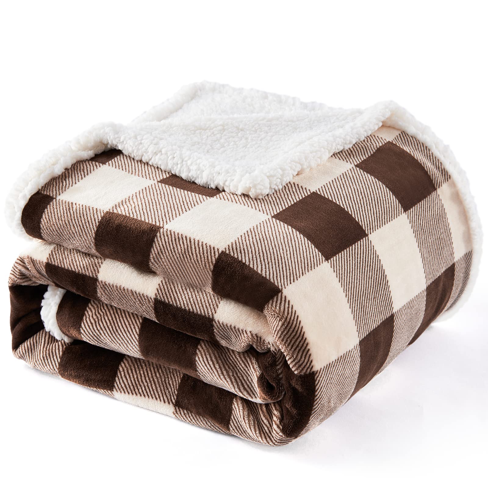 Touchat Sherpa Buffalo Plaid Christmas Throw Blanket, Fuzzy Fluffy Soft Cozy Blanket, Fleece Flannel Plush Microfiber Blanket Fo