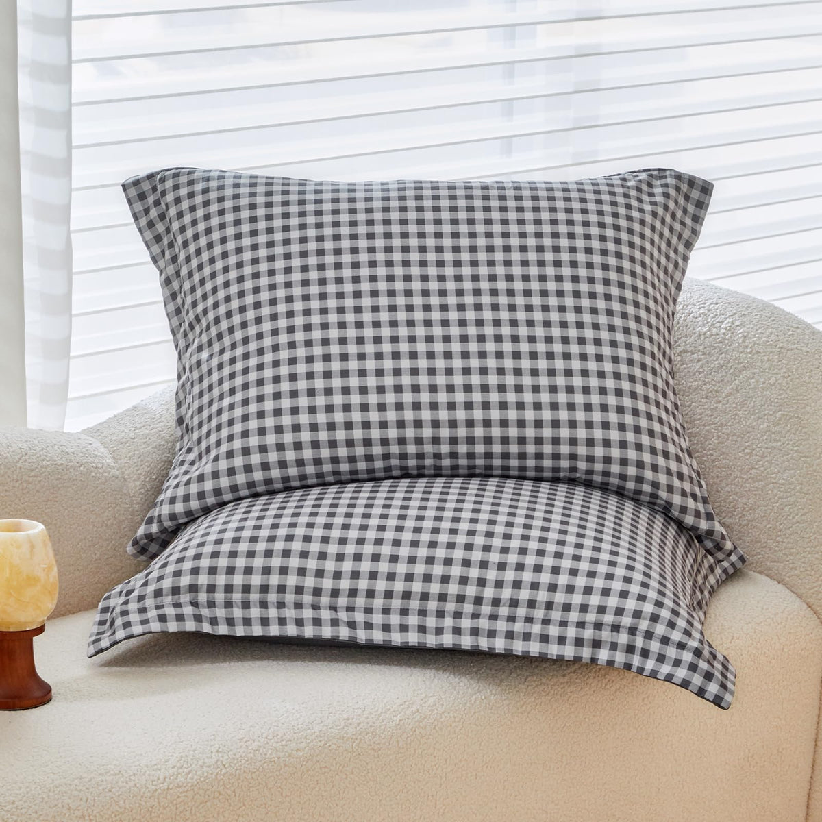 Warmdern Buffalo Plaid Pillow Shams Checkered Pillowcase Gingham Pillow Covers Queen Standard Pillow Cases Soft Microfiber Pillo