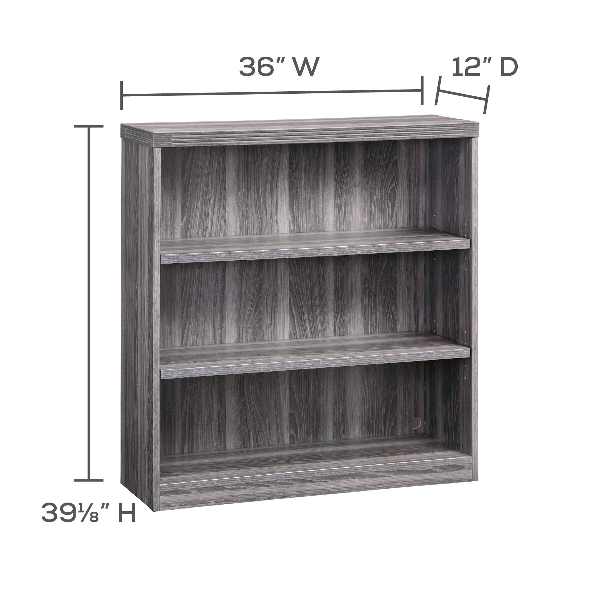 Mayline Aberdeen Bookcase, 3 Shelf, Gray Steel Tf