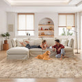 5x8 Ft Light Tan Rugs for Bedroom Living Room, Soft Modern Indoor Fuzzy Shaggy Area Rug, Non-Slip Fluffy Furry Rug for Teen Girl