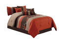 Chezmoi Collection Napa 7-Piece Luxury Autumn Leaves Scroll Embroidery Bedding Comforter Set (Full, Rust Orange/Brown/Taupe)