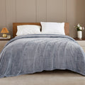 Exclusivo Mezcla Waffle Textured Soft Fleece Blanket, King Size Bed Blanket, Cozy Warm And Lightweight (Mixed Navy Blue, 90X104