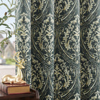 Jinchan 100% Blackout Curtains For Bedroom, Gray Damask Patterned Curtains 96 Inch Length For Living Room, Vintage Medallion Art Deco Drapes, Thermal Insulated Grommet Window Treatments, 2 Panels Grey